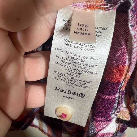 Anthropologie Pilcro Womens lot of 2 Plaid Flannel Ruffle Blouse Button Up Small - Picture 14 of 15